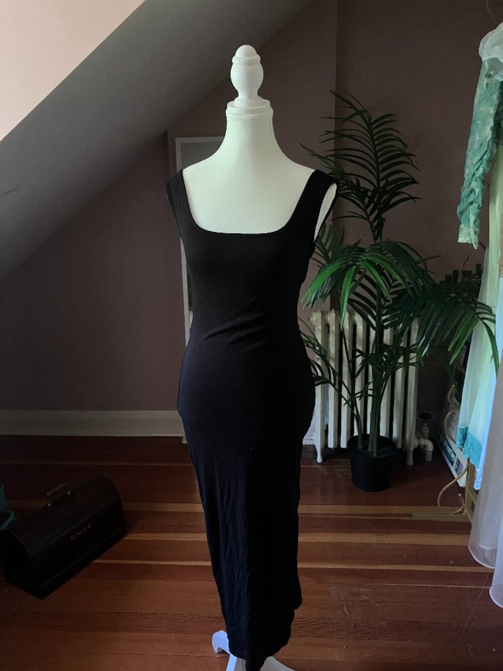 Black bodycon tank dress long maxi fitted casual
